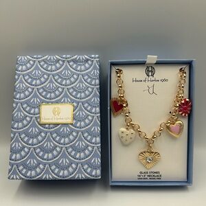 *New* House of Harlow 1960 Gold and Pink Heart Necklace